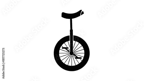 Vector illustration of black and white silhouette icon of a unicycle isolated on transparent background 