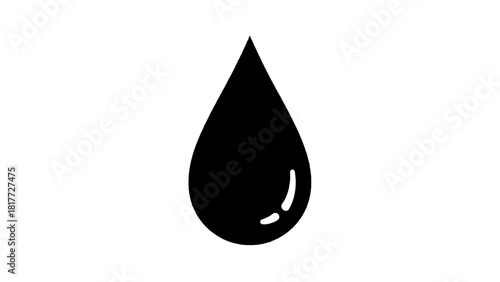 Vector illustration of simple black drop icon representing liquid, water, oil, or tear isolated on transparent background 