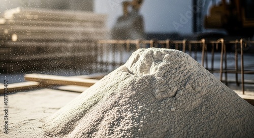 Construction workers pouring cement for building foundations and infrastructure projects