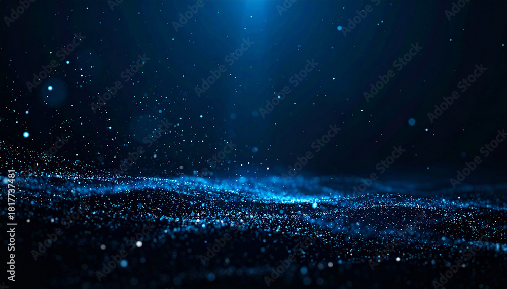 Obraz premium 深い夜空を思わせる濃紺と青のグリッター星空背景