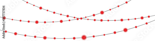 Festive Celebration Decoration Red Lights Glowing Holiday Garland Vector