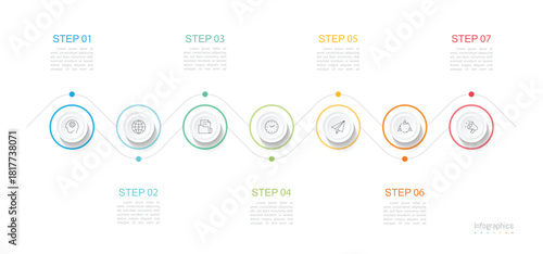 Infographic 7 options design elements for your business data. Vector Illustration.