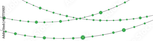 Green Decoration Lights Celebration Glowing Garland Illumination Vector