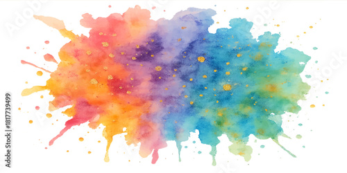 Abstract watercolor art: a colorful splash of ink and paint creating a vibrant design texture