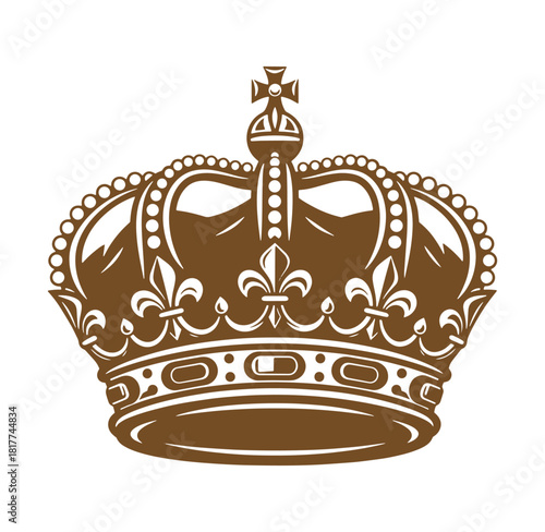 Ornate brown crown symbolizing royalty power authority and prestige in a classic design
