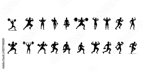 Icon Set Fitness Silhouettes  Sports And Fitness