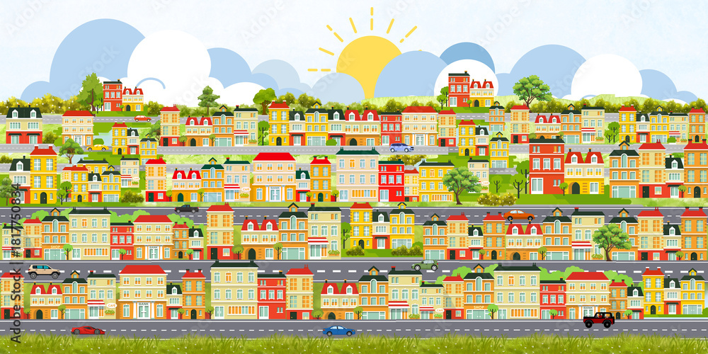 Obraz premium Cityscape with building houses .