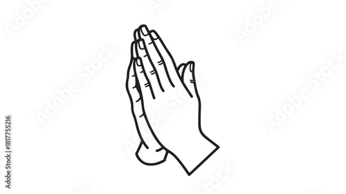 Praying hands line art illustration simple vector design element isolated on white background