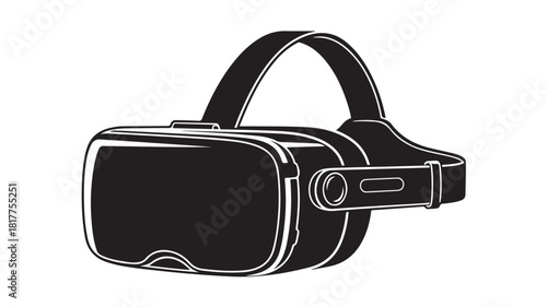 Virtual reality headset vector illustration simple black and white design isolated on white background for tech and gaming concepts