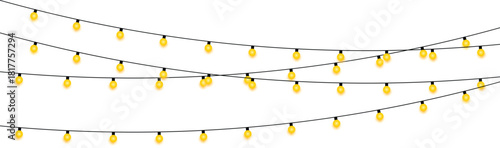 String Lights Vector Garland Decoration Glowing Illumination Light Bulbs