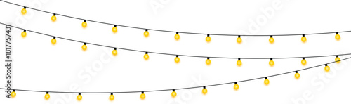 String lights design yellow glowing bulbs on transparent background vector image
