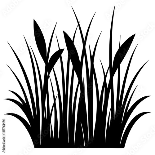 Grass Plant Lawn Silhouette Line Art Vector Illustration for Nature-Themed Designs