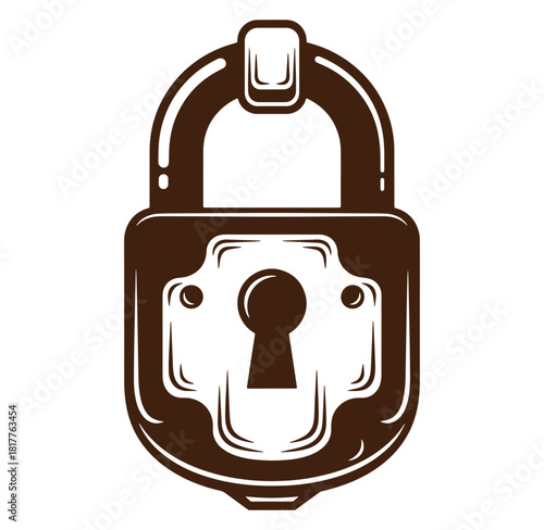 Vintage decorative lock isolated on white background detailed illustration symbol of security