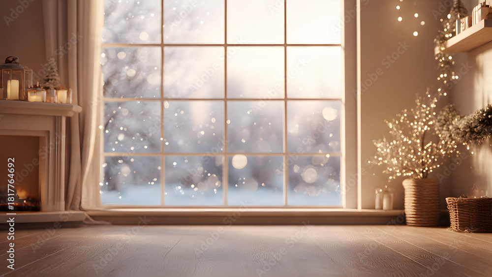 Obraz premium Cozy Christmas Window View Backdrop