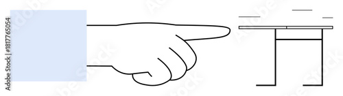 Human hand pointing towards a simple, linear staircase suggesting direction, progress, goal-setting, decision-making, leadership, guidance, clarity and motivation. Ideal for simplicity