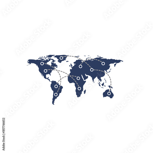 Dynamic global network connecting continents, showcasing worldwide reach and international collaboration for business expansion and technology integration