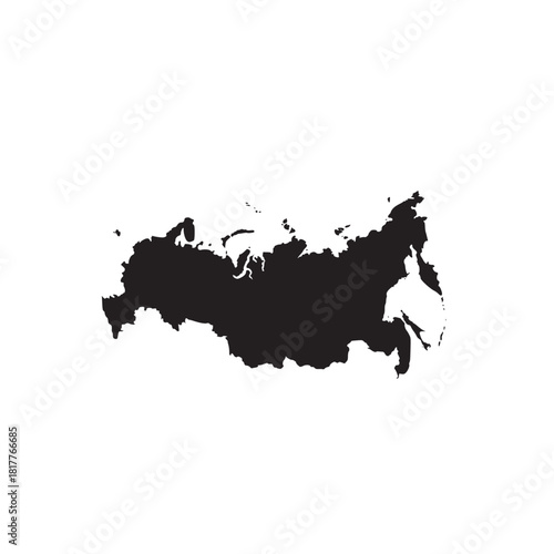 Sleek Russia Map Silhouette for Geography Studies, Political Analysis, and Travel Planning, Perfect for Presentations and Educational Resources
