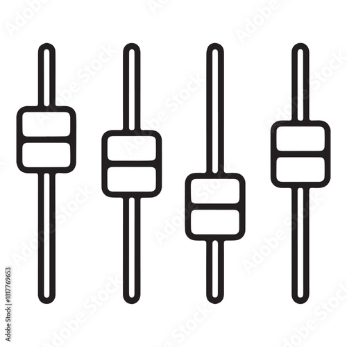 Four vertical sliders with adjustable levels on a white background