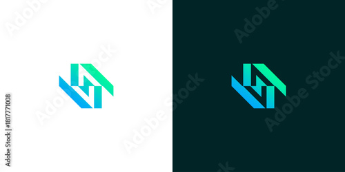 Abstract Geometric Lettermark Logo Design for Tech or Business Two Versions