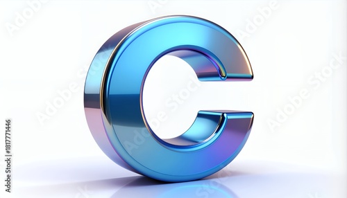 Stylish iridescent letter C shining with modern design, perfect for branding or creative projects