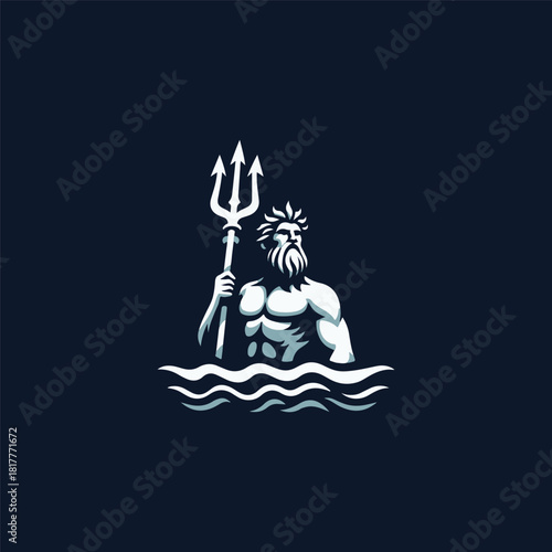 Poseidon God Trident Logo