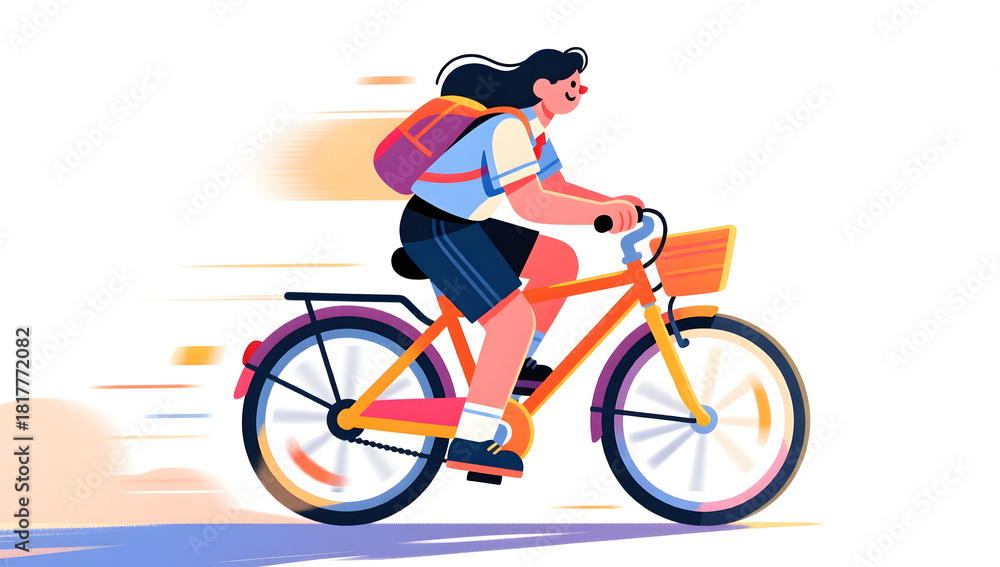 Fototapeta premium College student cycling illustration