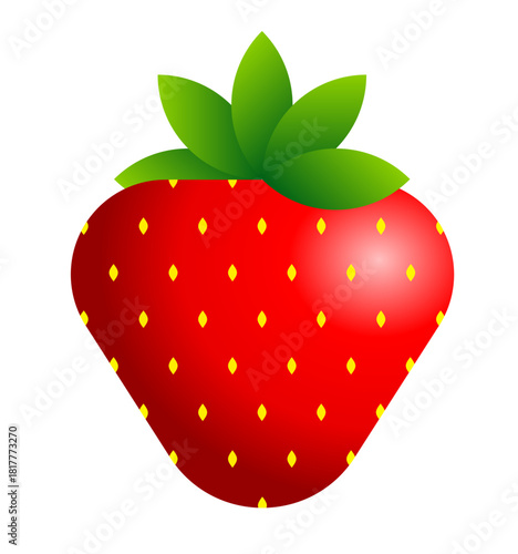 Strawberry. Fresh Red Berry with Green Leaves