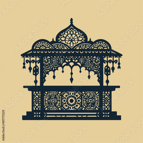 Flat vector of Arabian market stall silhouette