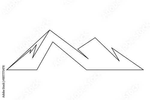 Mountain icon, continuous one line drawing, minimalist vector illustration