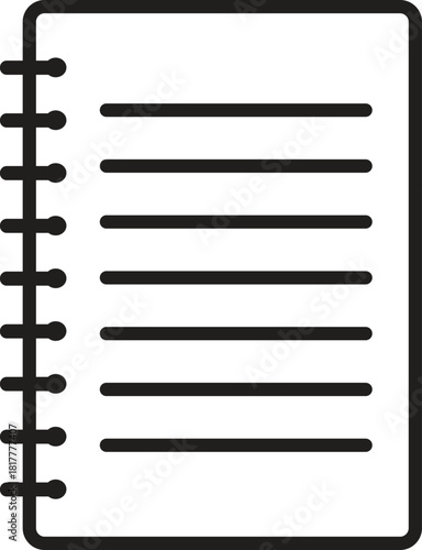 Minimalist Black and White Note Book Icon. Spiral Notebook Icon
