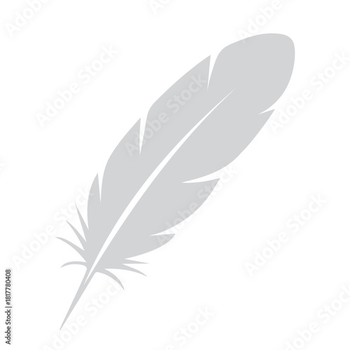 Light grey bird feather quill pen icon on transparent background