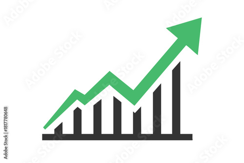 Business growth bar chart with green upward arrow flat style Free Download Business growth bar chart with green upward arrow flat style - GFXLoad