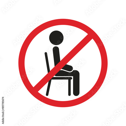 No Sitting Sign - Prohibition, Standing & Public Area Rule