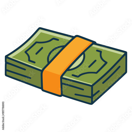 pile of paper money bill flat color vector illustration template design