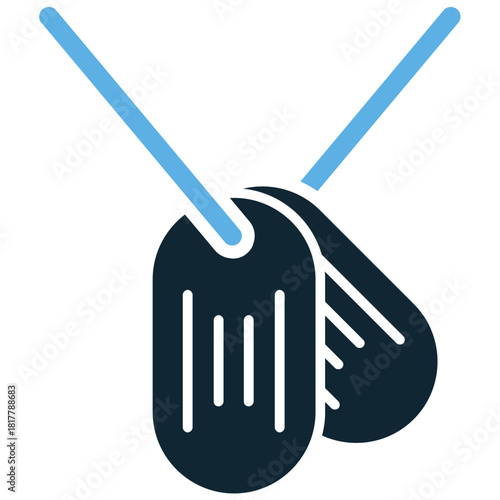 Dog tags Icon Vector Ideal for graphics related to military identification, service, memory, and armed forces personnel.