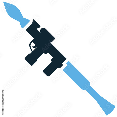 Rocket Launcher Icon Vector Ideal for graphics related to heavy weaponry, military conflict, high-impact defense, and anti-tank warfare concepts.