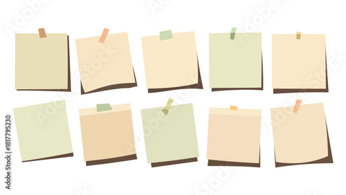 set of empty memo pads attached with colorful adhesive tape.