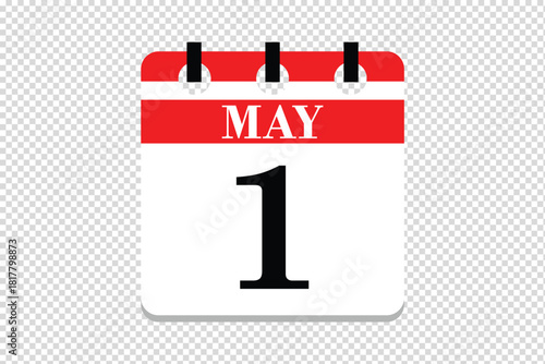 1 May Calendar icon vector, 1 dates of May month calendar icon, dates of May 1 icon calendar, vector calendar icon.