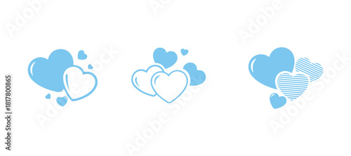 Group of vibrant hearts. Vector design components

