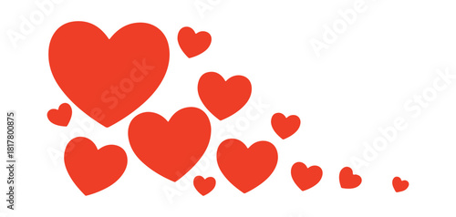 Group of red hearts. Vector design features