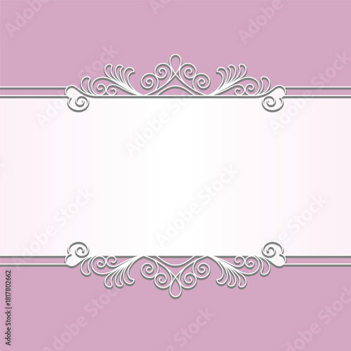 Wedding card background, vintage pattern, white lines on pink background