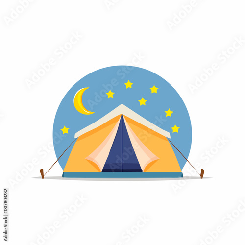 Camping Tent Under Starry Night Sky Illustration.