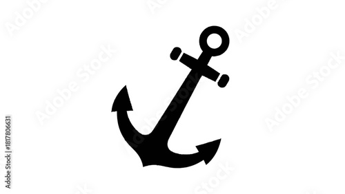 Vector illustration of simple black silhouette of a ship anchor isolated on transparent background 