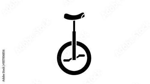 Vector illustration of black and white simple icon or silhouette of a unicycle isolated on transparent background