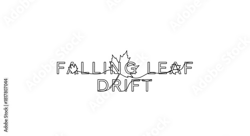 Minimalist line art of falling leaf drift concept with seasonal nature theme