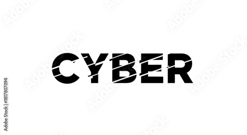Abstract cyber text design concept against white backdrop for modern technology