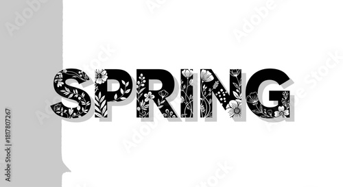 Floral spring season typography with natural elements and decorative blossoms design