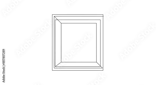 Geometric outline of a square frame with receding layers creating a depth effect