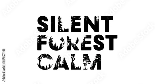 Peaceful nature retreat: typography art featuring a forest scenery inside of letters