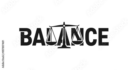 Concept artwork showcasing the word balance creatively integrated with a weighing scale element